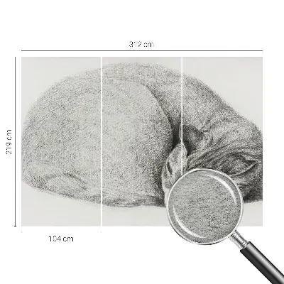 Papier peint panoramique avec un motif de chat enroulé