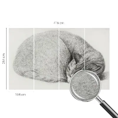 Papier peint panoramique avec un motif de chat enroulé