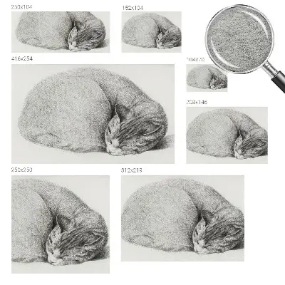 Papier peint panoramique avec un motif de chat enroulé