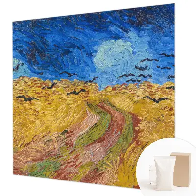 Papier peint panoramique salon avec un motif de paysage champêtre
