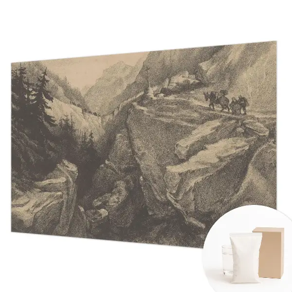 Papier peint panoramique de haute qualité avec un motif de montagnes pittoresques
