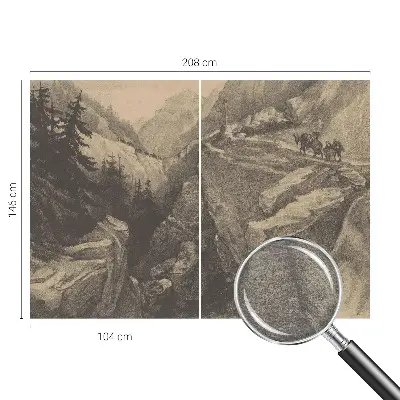 Papier peint panoramique de haute qualité avec un motif de montagnes pittoresques