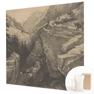 Papier peint panoramique de haute qualité avec un motif de montagnes pittoresques