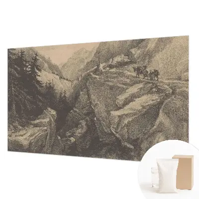 Papier peint panoramique de haute qualité avec un motif de montagnes pittoresques