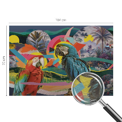 Papier peint panoramique facile à poser avec un motif d'oiseaux exotiques
