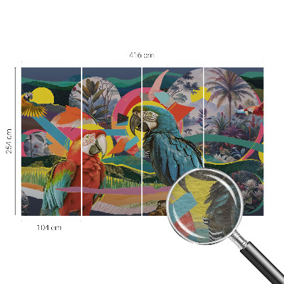 Papier peint panoramique facile à poser Exotické vtáky