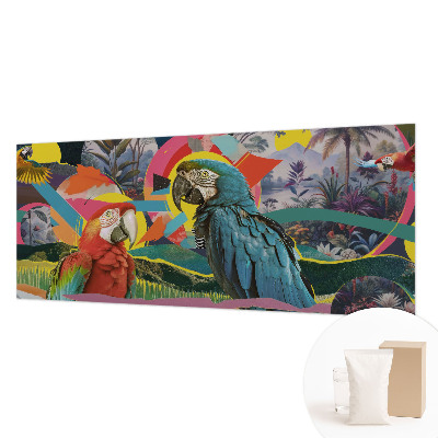 Papier peint panoramique facile à poser avec un motif d'oiseaux exotiques
