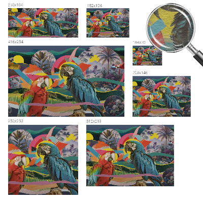 Papier peint panoramique facile à poser avec un motif d'oiseaux exotiques