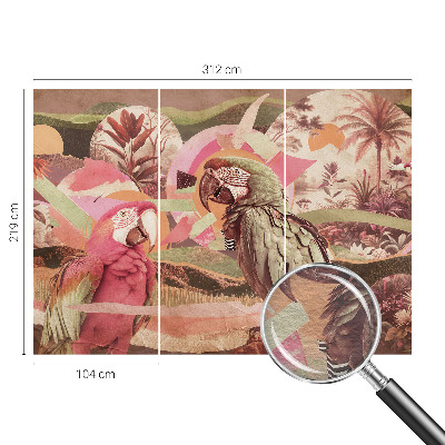Papier peint photographique avec un motif d'oiseaux tropicaux