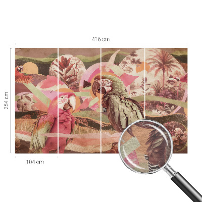 Papier peint photographique avec un motif d'oiseaux tropicaux