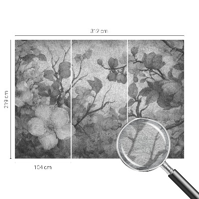 Poster mural panoramique avec un motif de branche fleuri