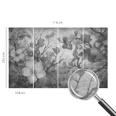 Poster mural panoramique avec un motif de branche fleuri