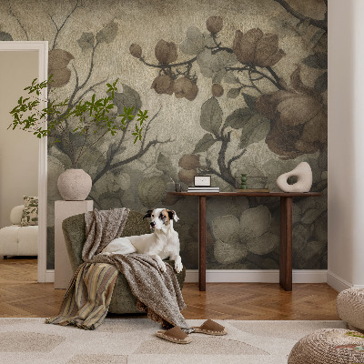 Papier peint chambre moderne avec un motif floral