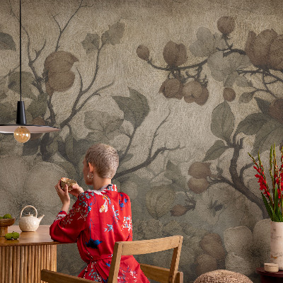Papier peint chambre moderne avec un motif floral