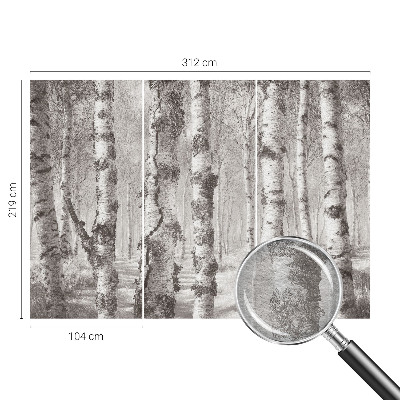 Tapisserie panoramique avec un motif de forêt de bouleaux