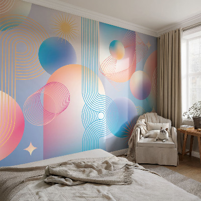 Papier peint panoramique moderne avec une abstraction colorée