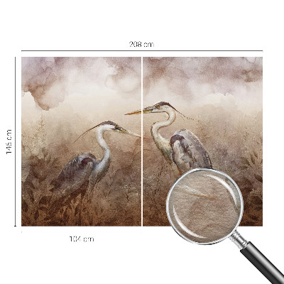 Papier peint panoramique enfant avec un motif d'oiseaux élégants