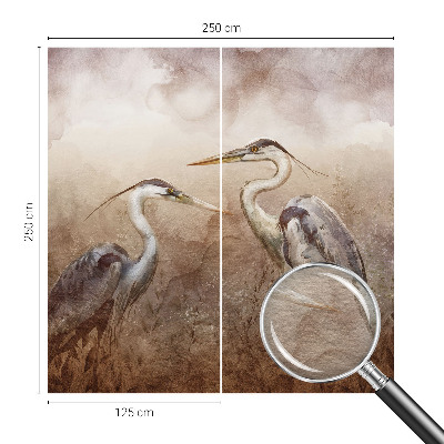 Papier peint panoramique enfant avec un motif d'oiseaux élégants