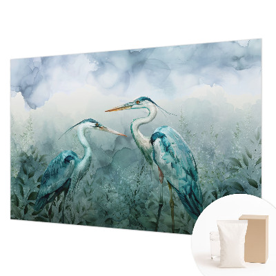 Papier peint panoramique tendance avec un motif d'oiseaux sauvages