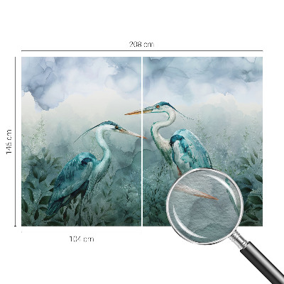 Papier peint panoramique tendance avec un motif d'oiseaux sauvages
