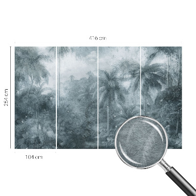 Papier peint panoramique de haute qualité avec un motif de végétation tropicale