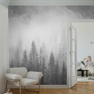 Papier peint photo grand format pour le mur brouillard forestier