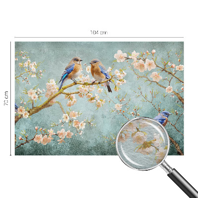 Papier peint photographique salon avec des oiseaux printaniers