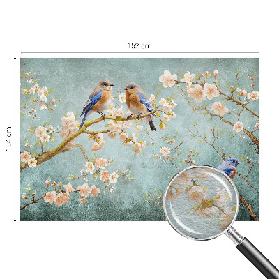 Papier peint photographique salon avec des oiseaux printaniers