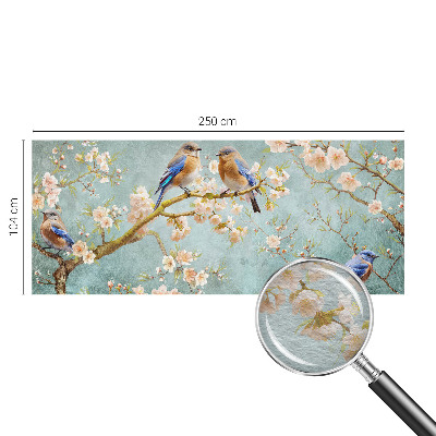 Papier peint photographique salon avec des oiseaux printaniers