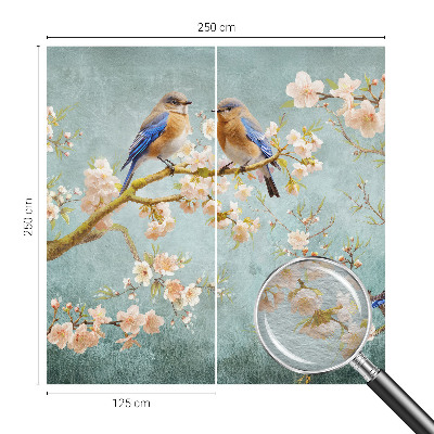 Papier peint photographique salon avec des oiseaux printaniers