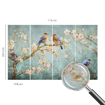 Papier peint photographique intissé oiseaux printaniers