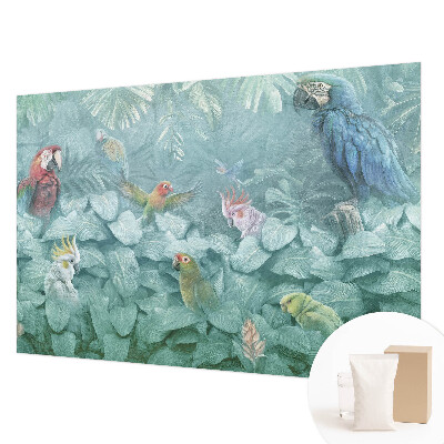 Décoration murale panoramique intissé avec un motif d'oiseaux exotiques