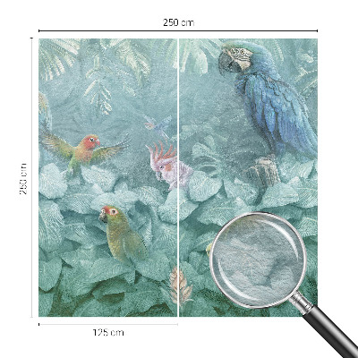 Décoration murale panoramique intissé avec un motif d'oiseaux exotiques