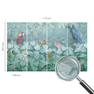 Décoration murale panoramique intissé avec un motif d'oiseaux exotiques