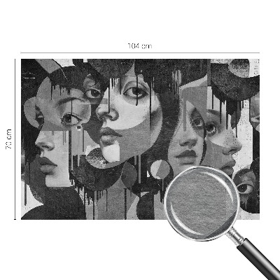 Papier peint salon moderne avec motif de visages féminins