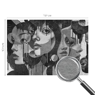 Papier peint salon moderne avec motif de visages féminins