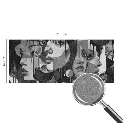 Papier peint salon moderne avec motif de visages féminins