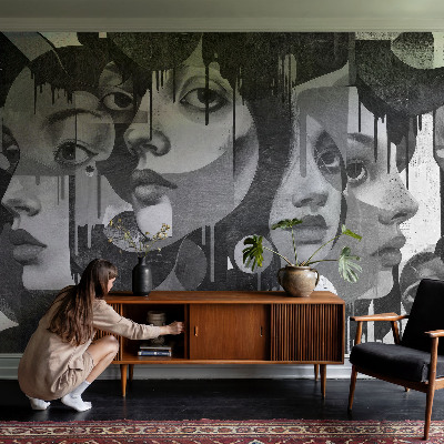 Papier peint salon moderne Ženské tváre