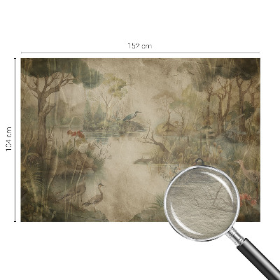 Tapisserie panoramique avec une scène forestière