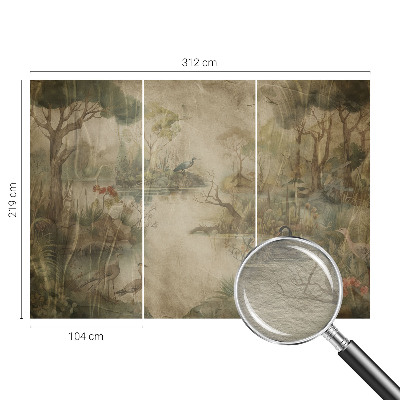 Tapisserie panoramique avec une scène forestière