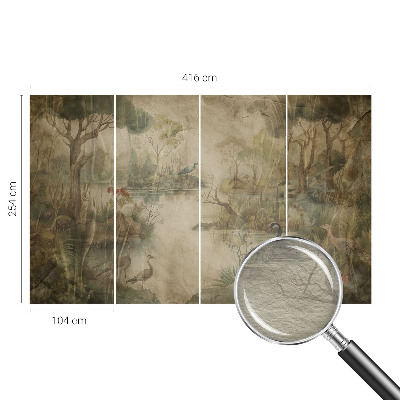 Tapisserie panoramique avec une scène forestière