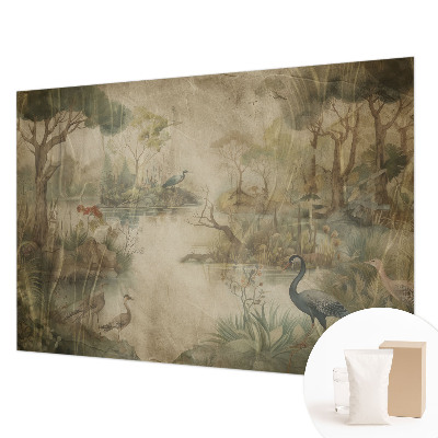Tapisserie panoramique avec une scène forestière