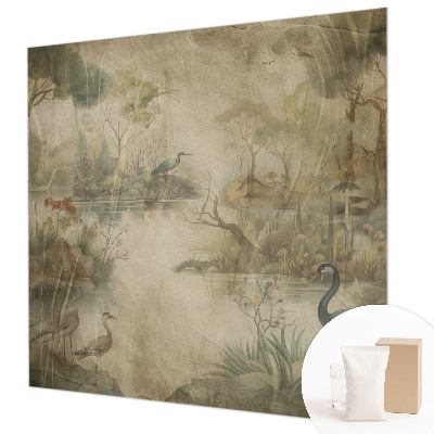 Tapisserie panoramique avec une scène forestière