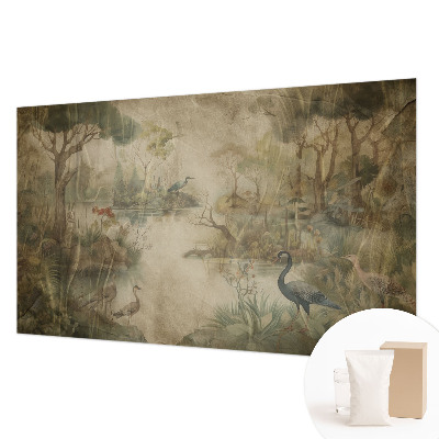 Tapisserie panoramique avec une scène forestière