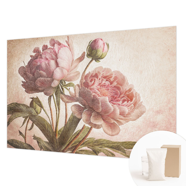Papier peint panoramique sur mesure à motif de pivoines fines