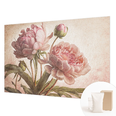 Papier peint panoramique sur mesure à motif de pivoines fines