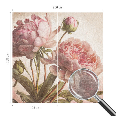 Papier peint panoramique sur mesure à motif de pivoines fines