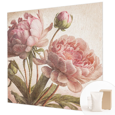 Papier peint panoramique sur mesure à motif de pivoines fines