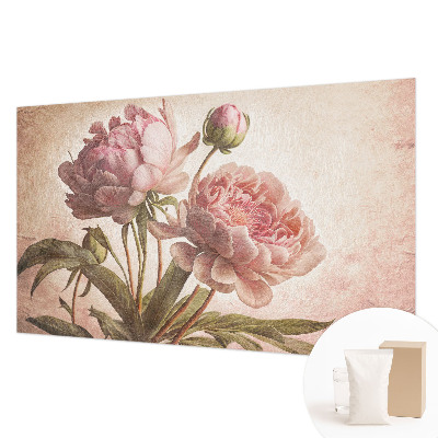 Papier peint panoramique sur mesure à motif de pivoines fines