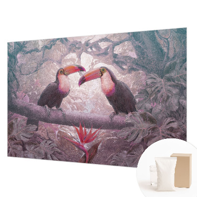 Papier peint panoramique chambre avec un motif représentant un couple exotique